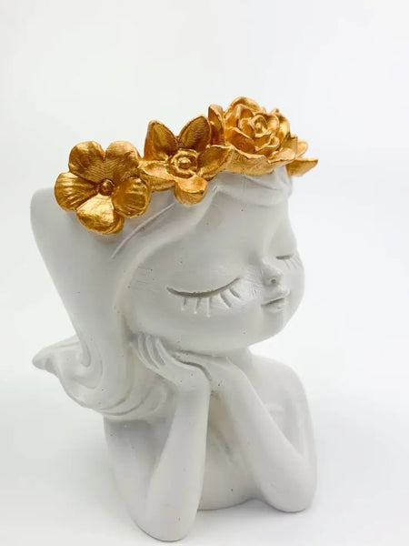 Maceta / Florero niña floral soñadora (Molde de silicona)
