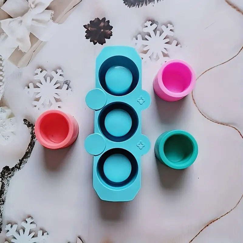 Maceta circular x3 (molde de silicona)