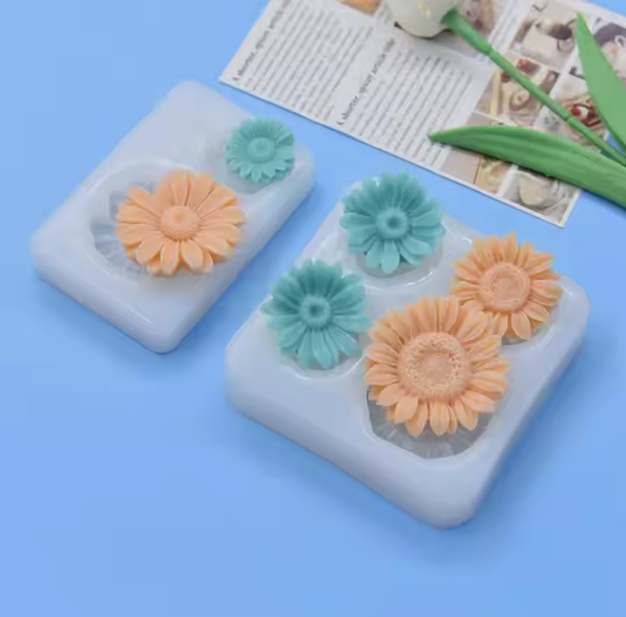 Flores margaritas x4 (molde de silicona)