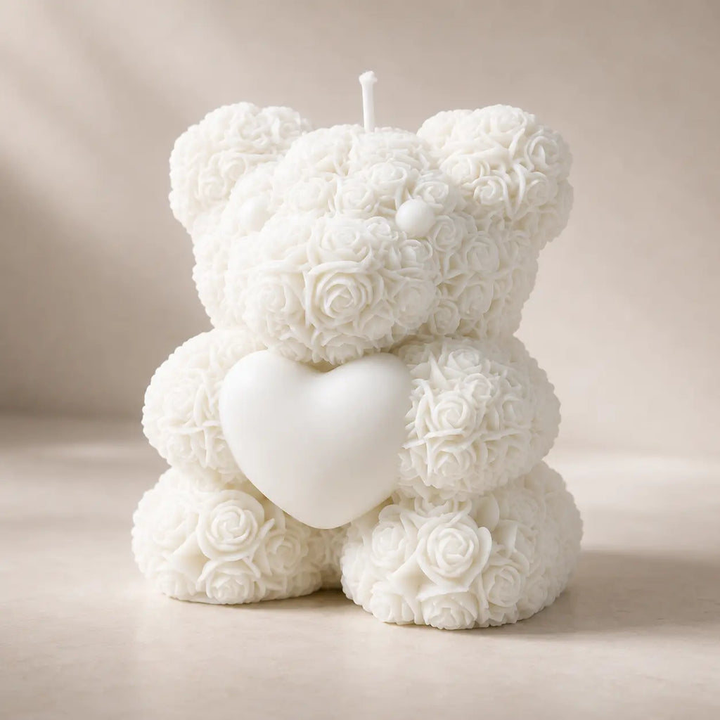 Oso floral con corazón grande (molde de silicona)