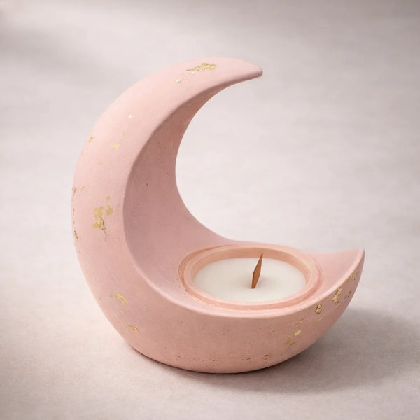 Porta vela Luna + cuenco para vela (molde de silicona)