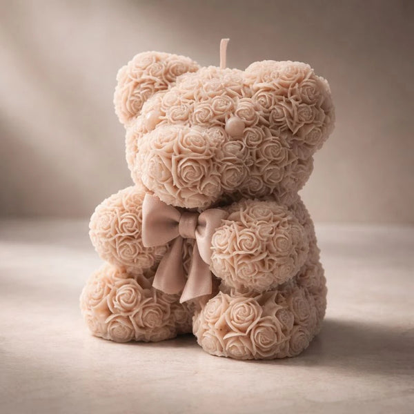 Osito floral con moño (molde de silicona)