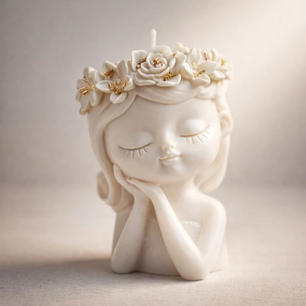 Maceta / Florero niña floral soñadora (Molde de silicona)