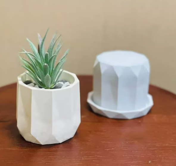 Maceta con plato Flora (molde de silicona)