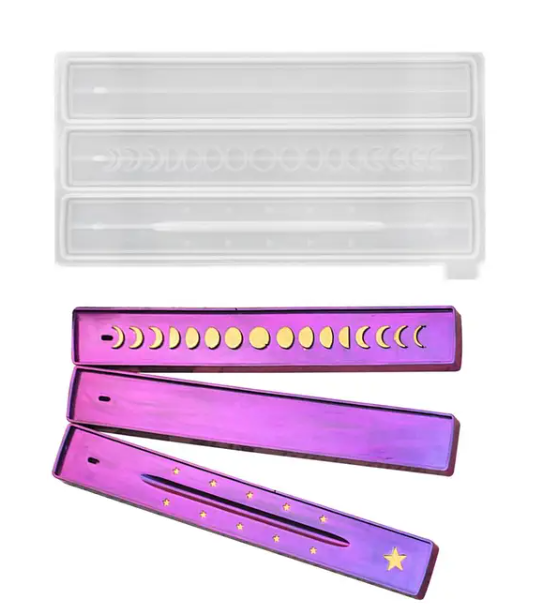 Porta incienso/marca libro rectangular astral x3 (molde de silicona)