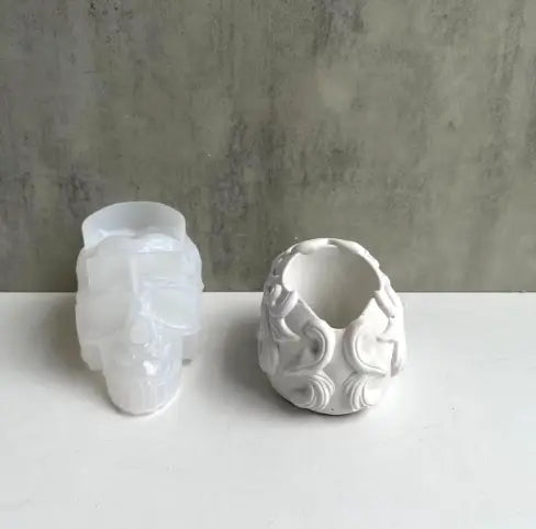 Maceta / portalápiz calavera (molde de silicona)