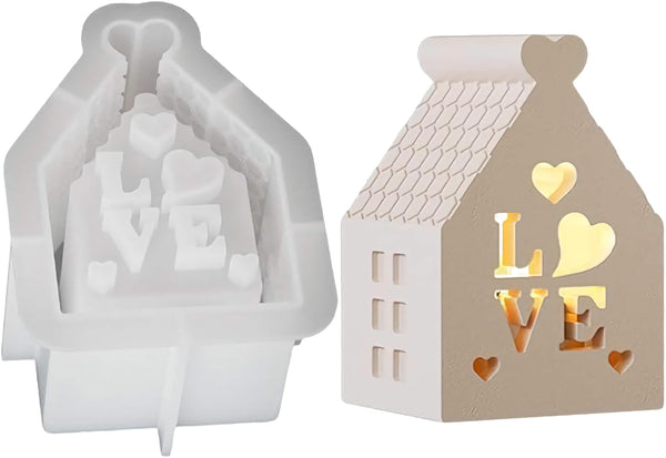 Porta vela casa love (Molde de silicona)
