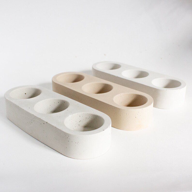 Porta vela ovalado x3 (molde de silicona)