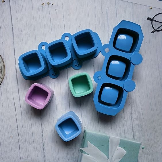 Maceta cuadrada x3 (molde de silicona)