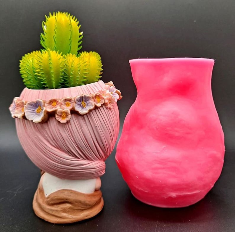Maceta niña soñadora floral (molde de silicona)