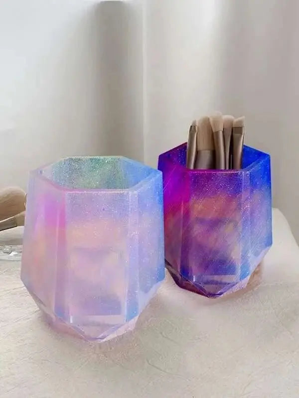 Mini maceta / vaso / porta lapices hexagonal (molde de silicona)