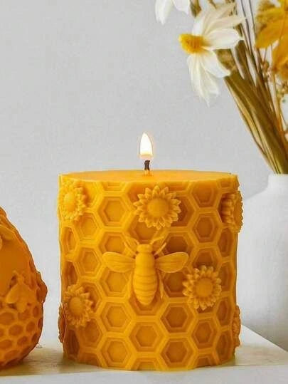 Panal de abeja con flores cilindrico (molde de silicona)
