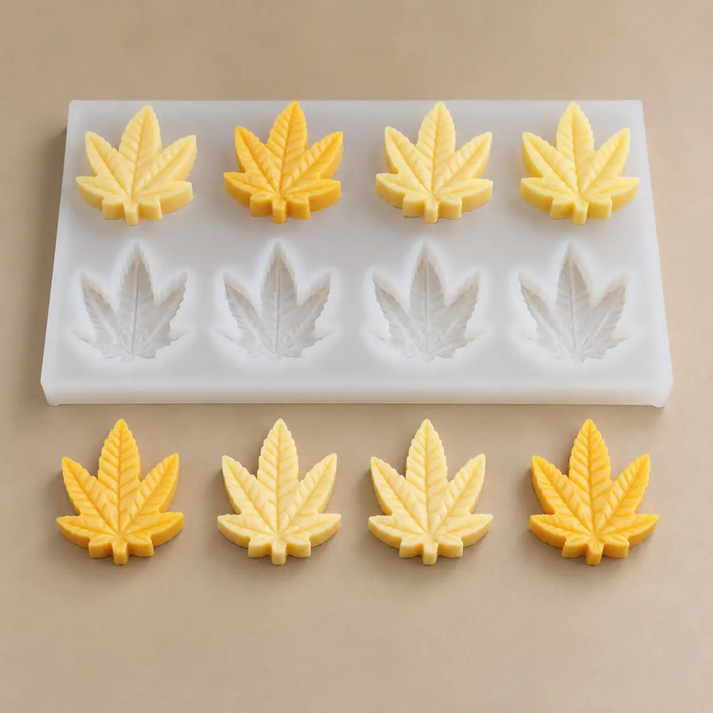 Hojas cannabis con nervaduras x8 (molde de silicona)