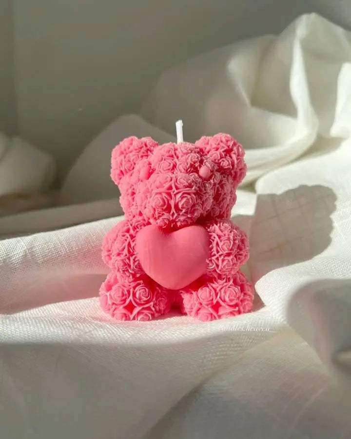 Osito floral con corazón (molde de silicona)