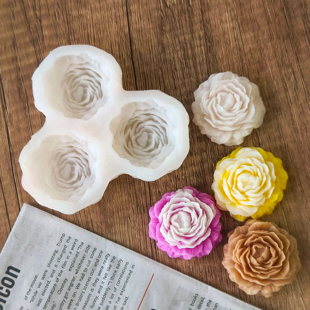 Flores peonías x3 (molde de silicona)