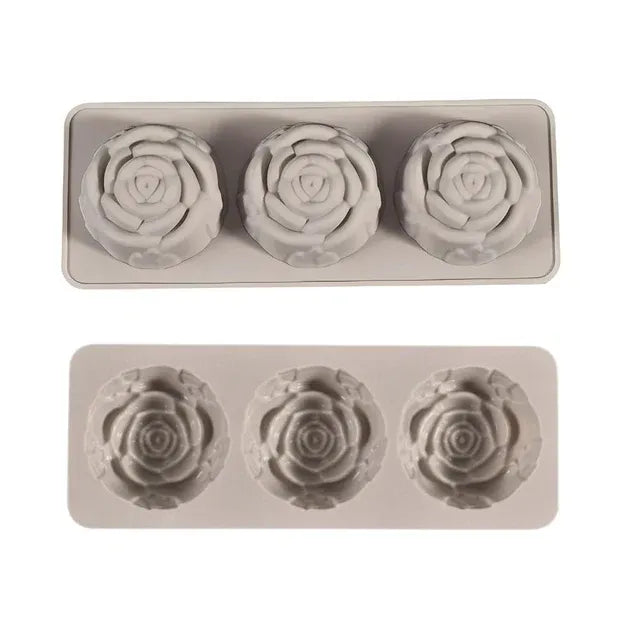 Flor rosa x3 (molde de silicona)