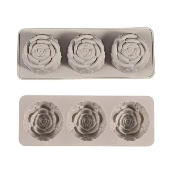Flor rosa x3 (molde de silicona)