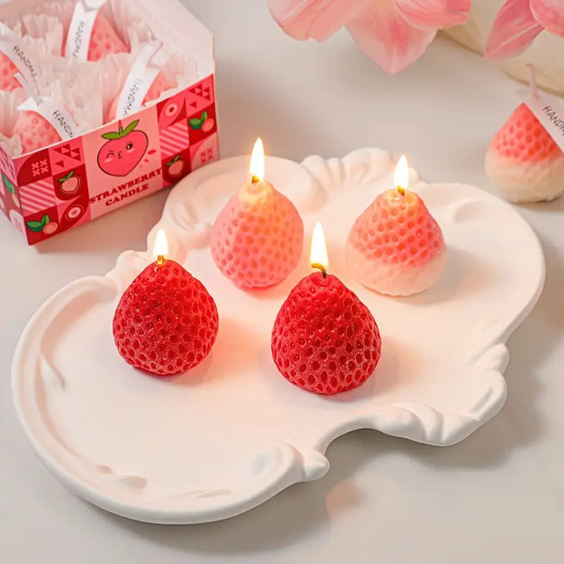 Frutillas x 4 (molde de silicona)
