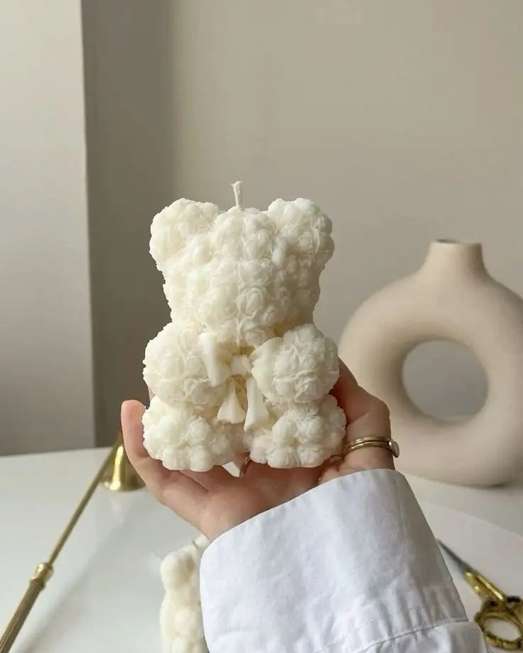 Osito floral con moño (molde de silicona)