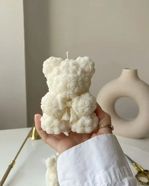 Osito floral con moño (Molde de silicona)