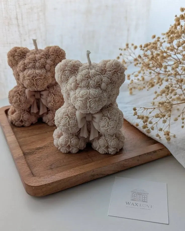 Osito floral con moño (molde de silicona)