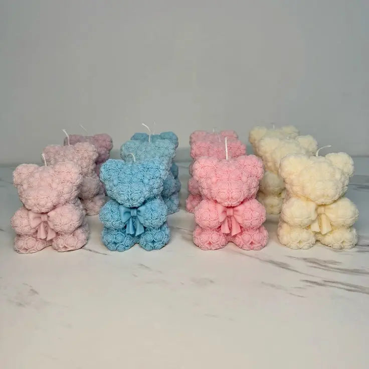 Osito floral con moño (molde de silicona)