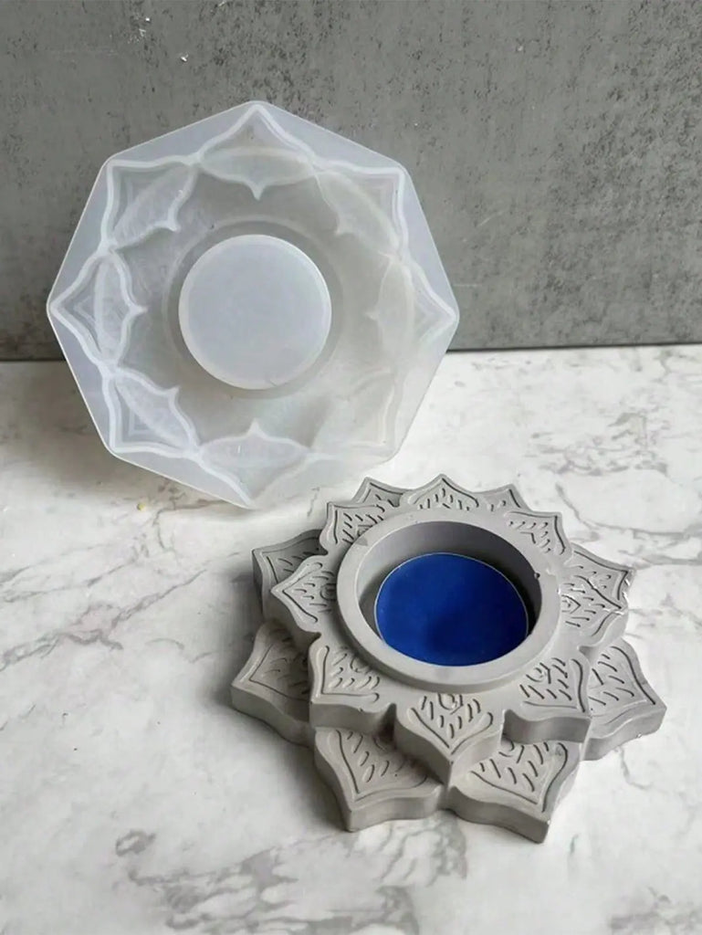 Porta vela mandala flor de loto (molde de silicona)