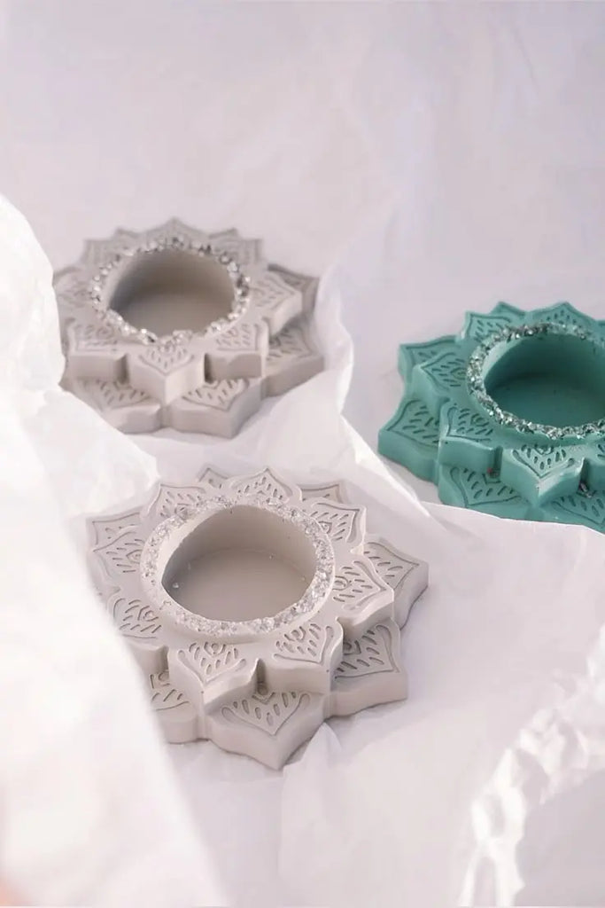 Porta vela mandala flor de loto (molde de silicona)