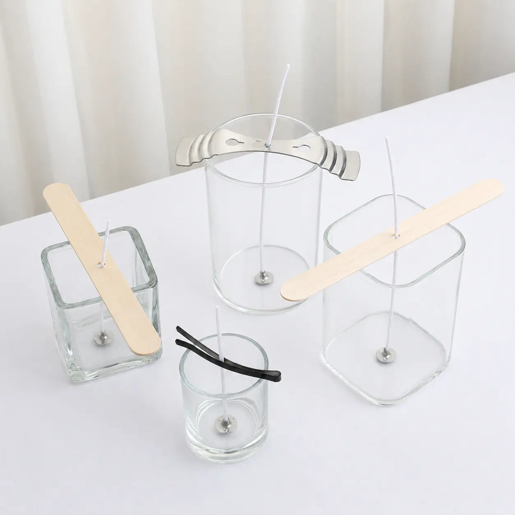 Porta pabilos / sujetador / soporte de pabilos de madera para velas grande (5 unidades)