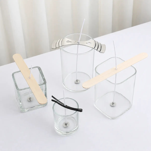 Porta pabilos / sujetador / soporte de pabilos de madera para velas grande (5 unidades)
