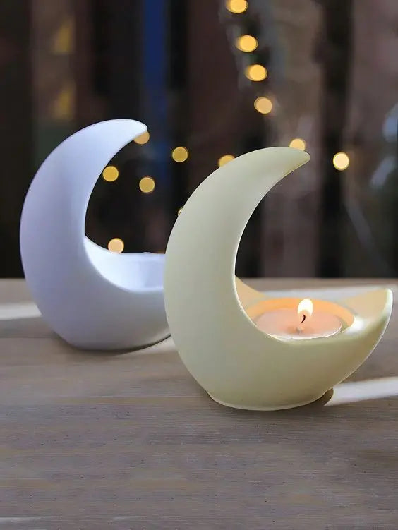 Porta vela Luna + cuenco para vela (molde de silicona)