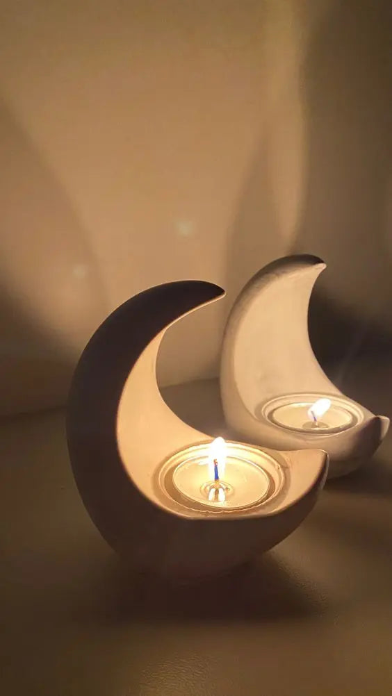 Porta vela Luna + cuenco para vela (molde de silicona)