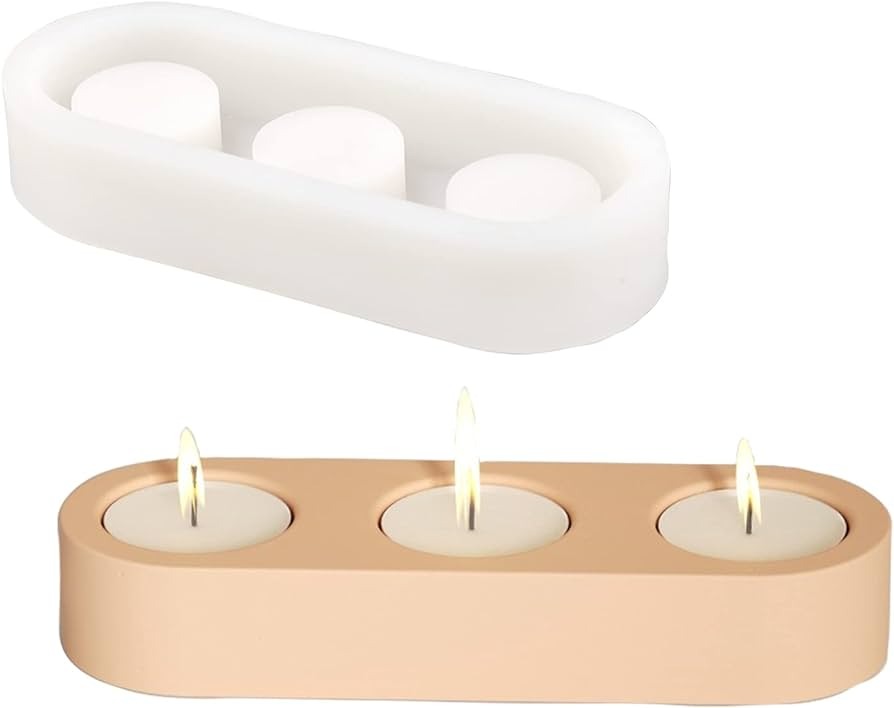 Porta vela ovalado x3 (molde de silicona)