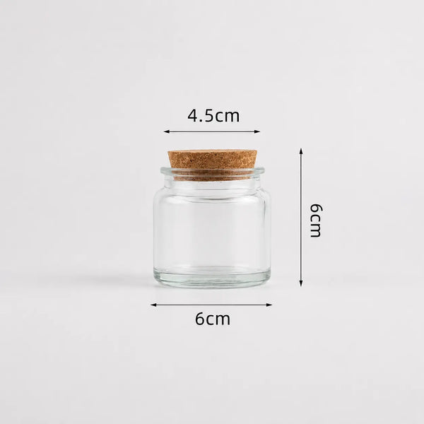 Frasco / vaso de vidrio con tapa corcho para velas (90g de cera)