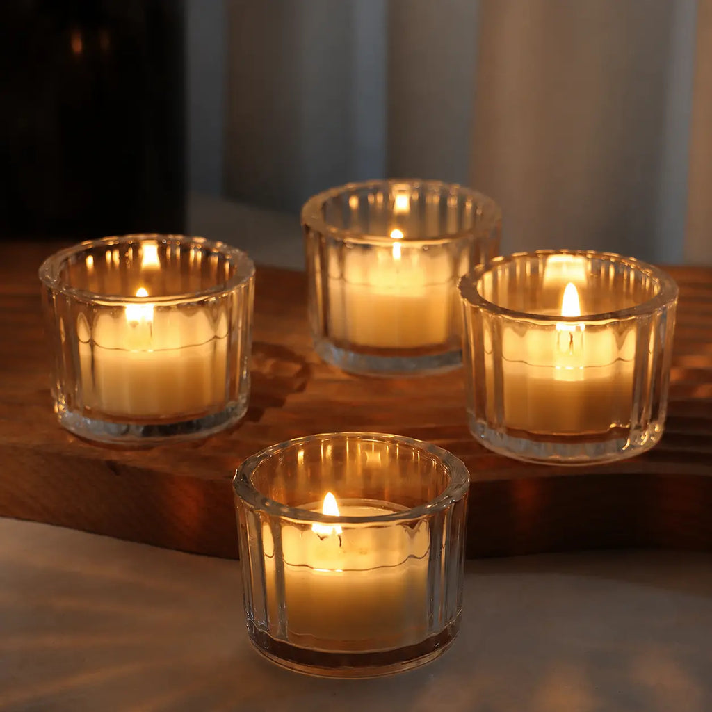 Frasco / vaso de vidrio ondulado para velas (50g de cera)