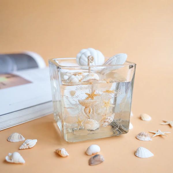 Frasco / vaso de vidrio cuadrado para velas (130g de cera)
