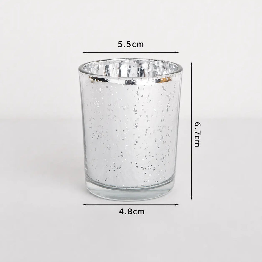 Frasco / vaso de vidrio platado para velas (92g de cera)