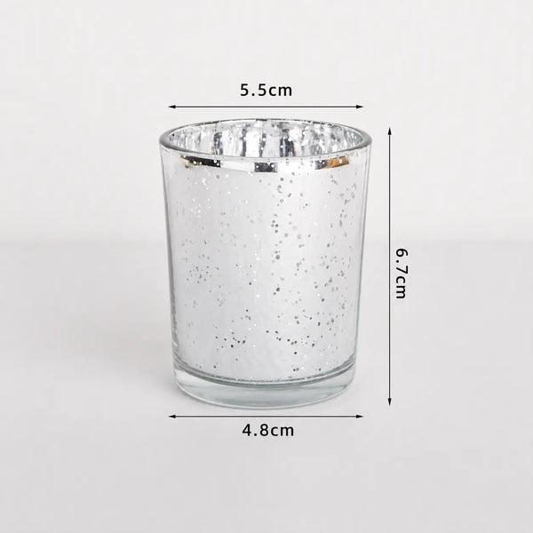 Frasco / vaso de vidrio platado para velas (92g de cera)