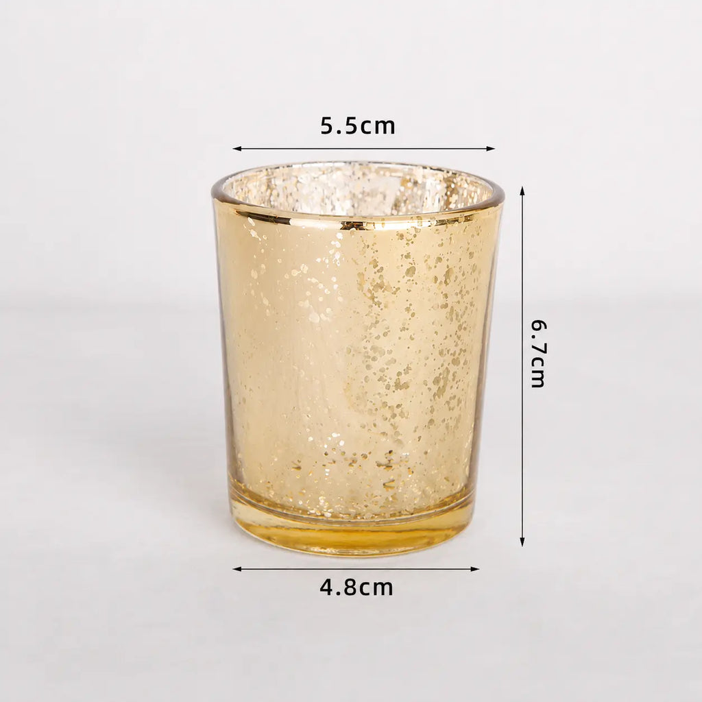 Frasco / vaso de vidrio dorado para velas (92g de cera)