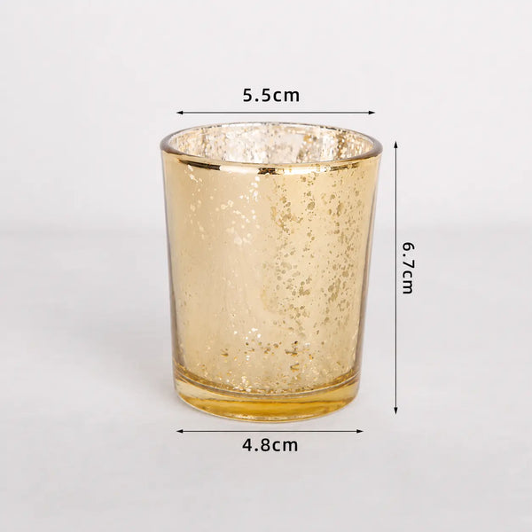 Frasco / vaso de vidrio dorado para velas (92g de cera)